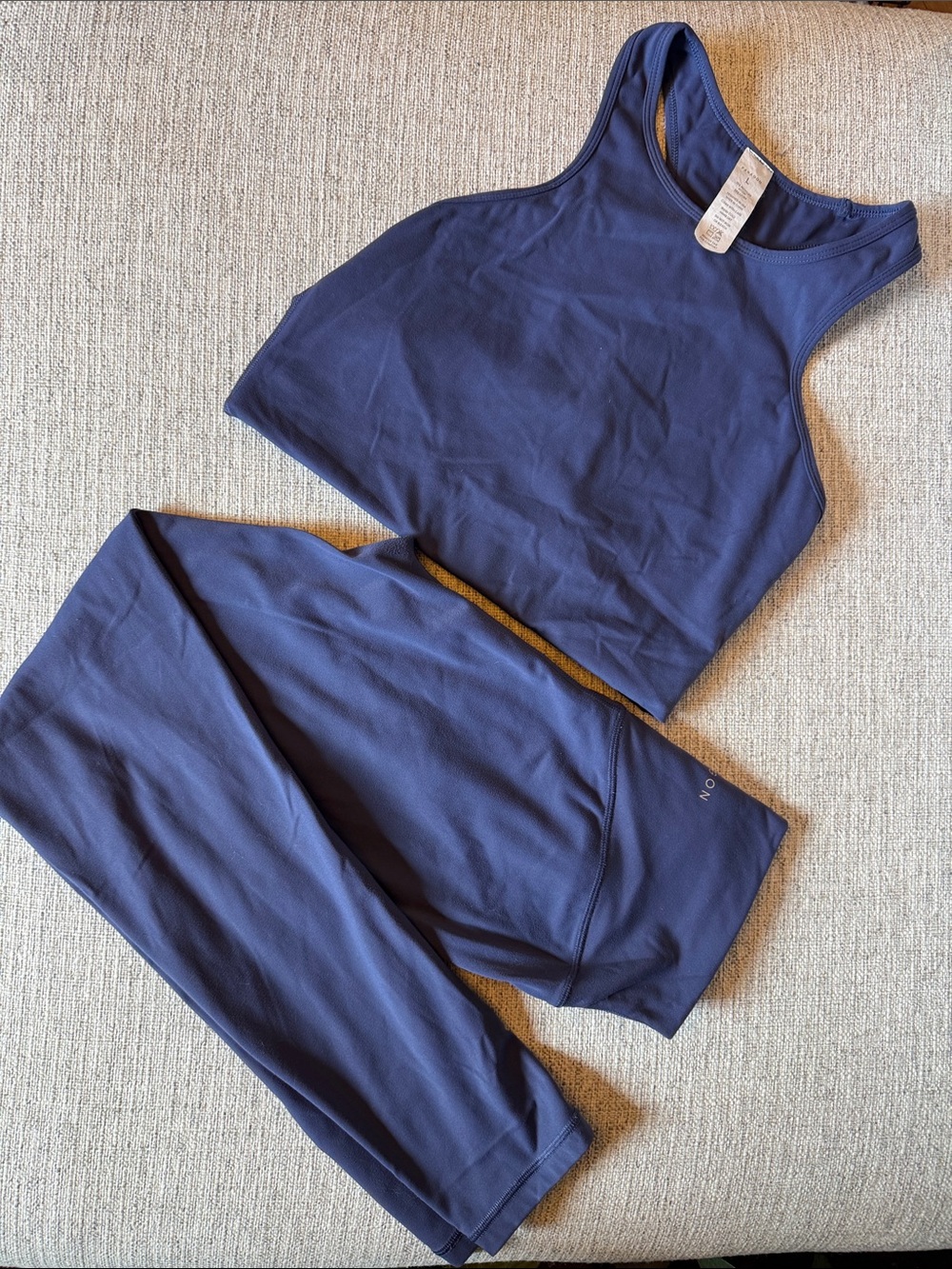 Paragon Blue Longline Sports Bra & No Front Seam Leggings Set L